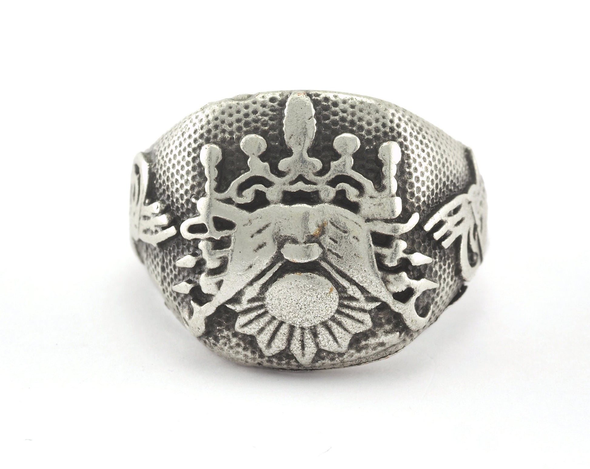 Signet Ring Adjustable Antique Silver Plated Brass (20mm 10US inner size) OZ2620