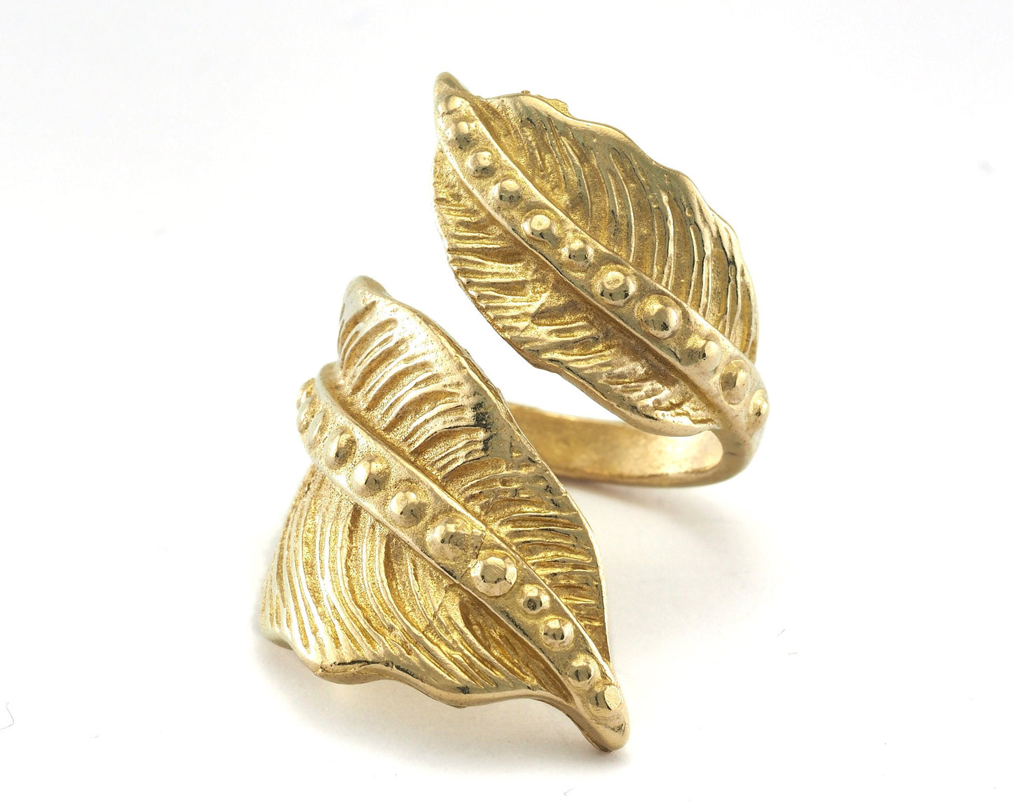 Leaf Ring Adjustable Raw Brass (16.5mm 6US inner size) OZ2512
