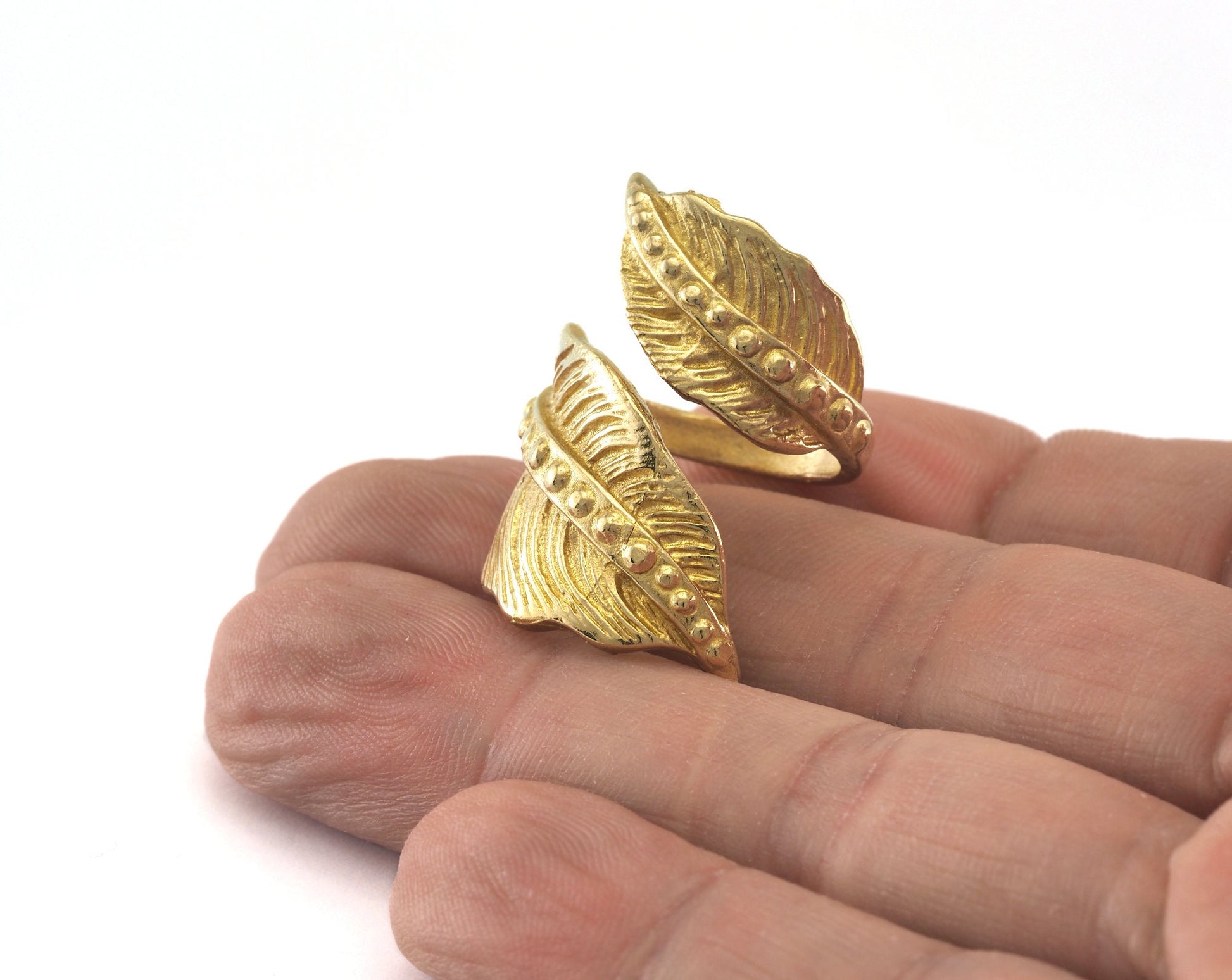Leaf Ring Adjustable Raw Brass (16.5mm 6US inner size) OZ2512