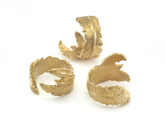 Leaf Ring Adjustable Raw Brass (16mm 5US inner size) Oz2306
