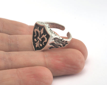 Lily Ring Logo Adjustable Ring Antique Silver Plated Brass (17.5mm 7US inner size) OZ1955
