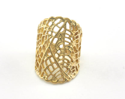 Filigree Ring Adjustable Ring Raw Brass 1 Pc. (18.5mm 8.5US inner size) OZ2267 33mm