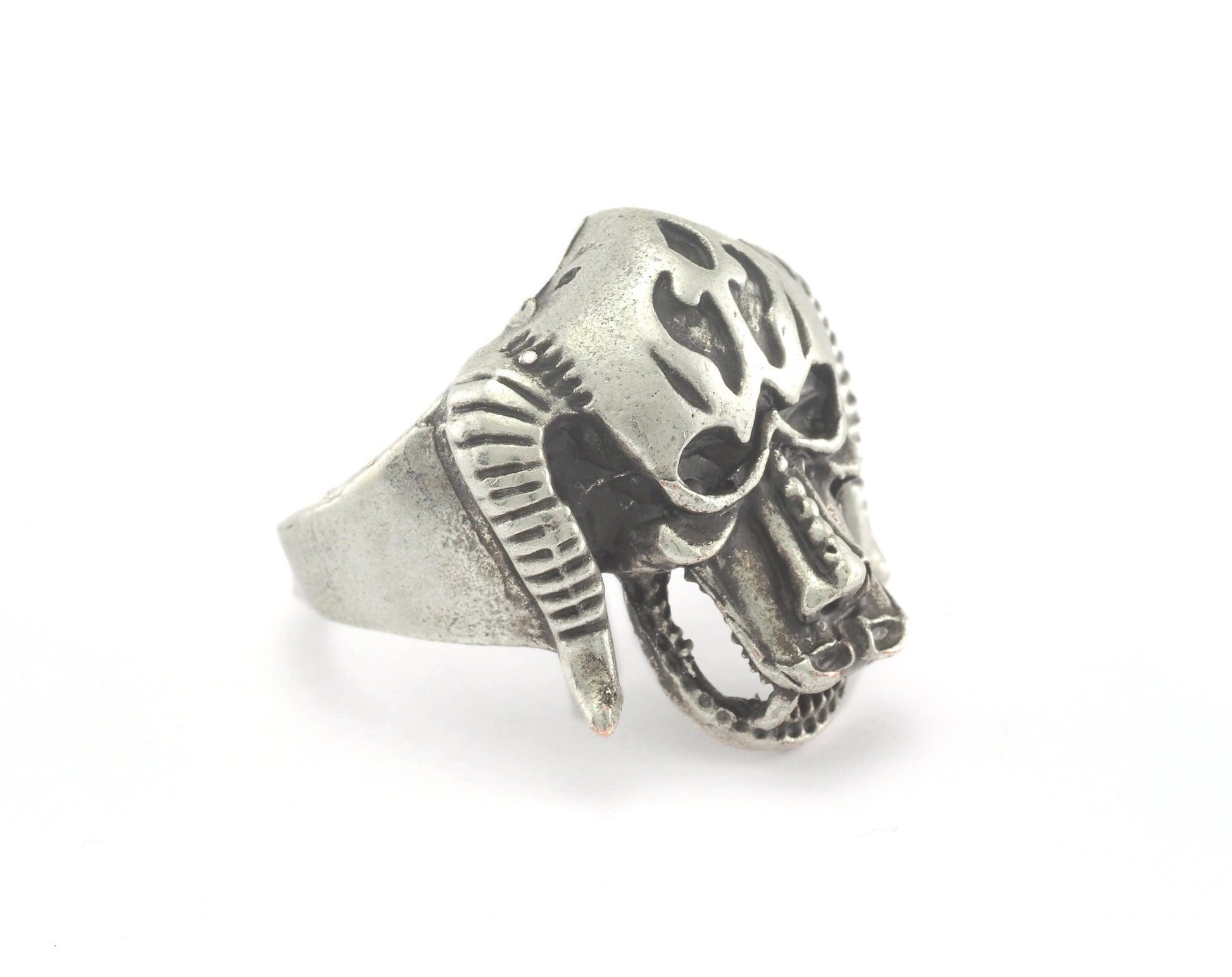 Dog Ring Adjustable Ring Antique Silver Plated brass (21mm 11US inner size) OZ2406 ring29