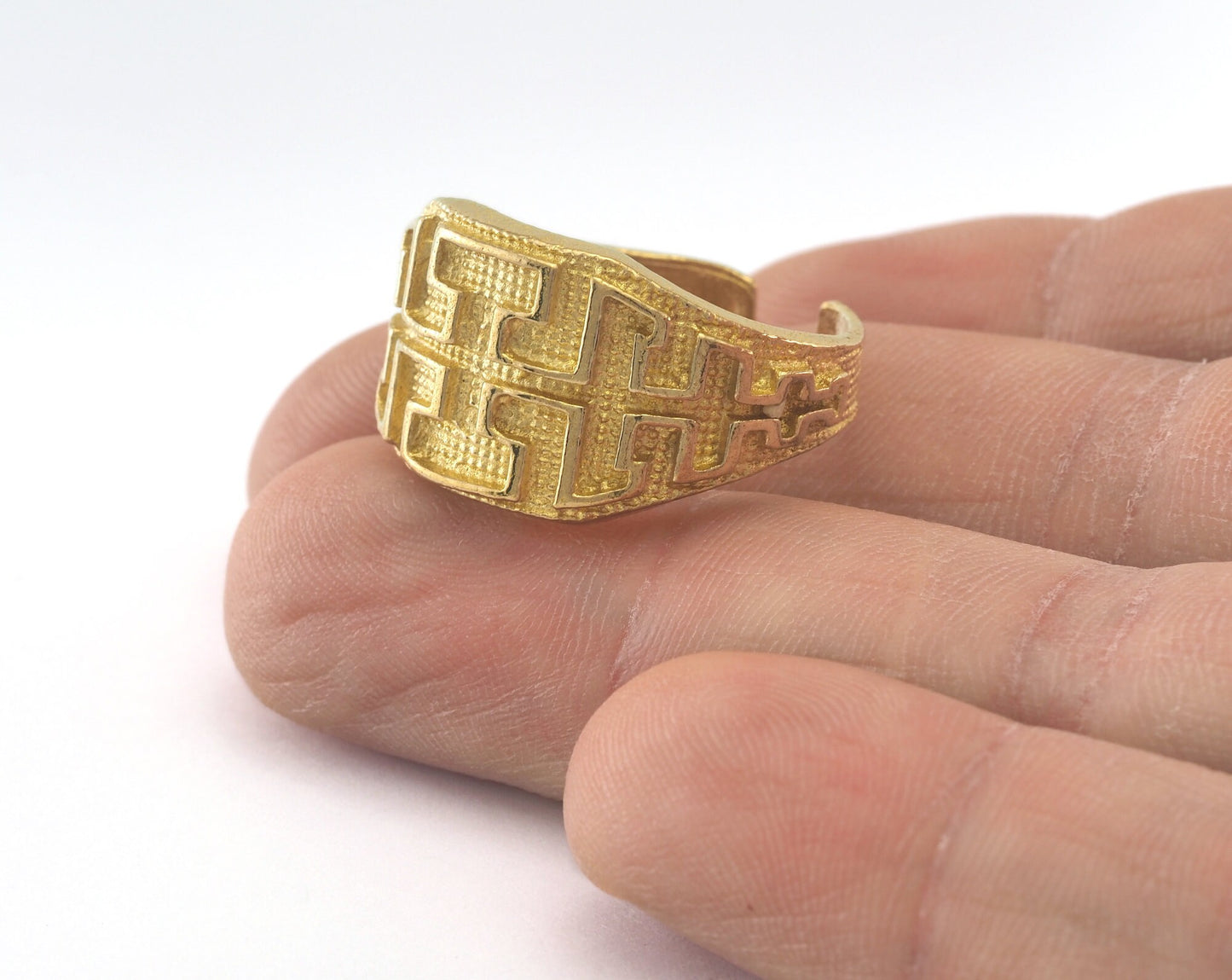 Textured Adjustable Ring Raw Brass (20mm 10US inner size) OZ2131