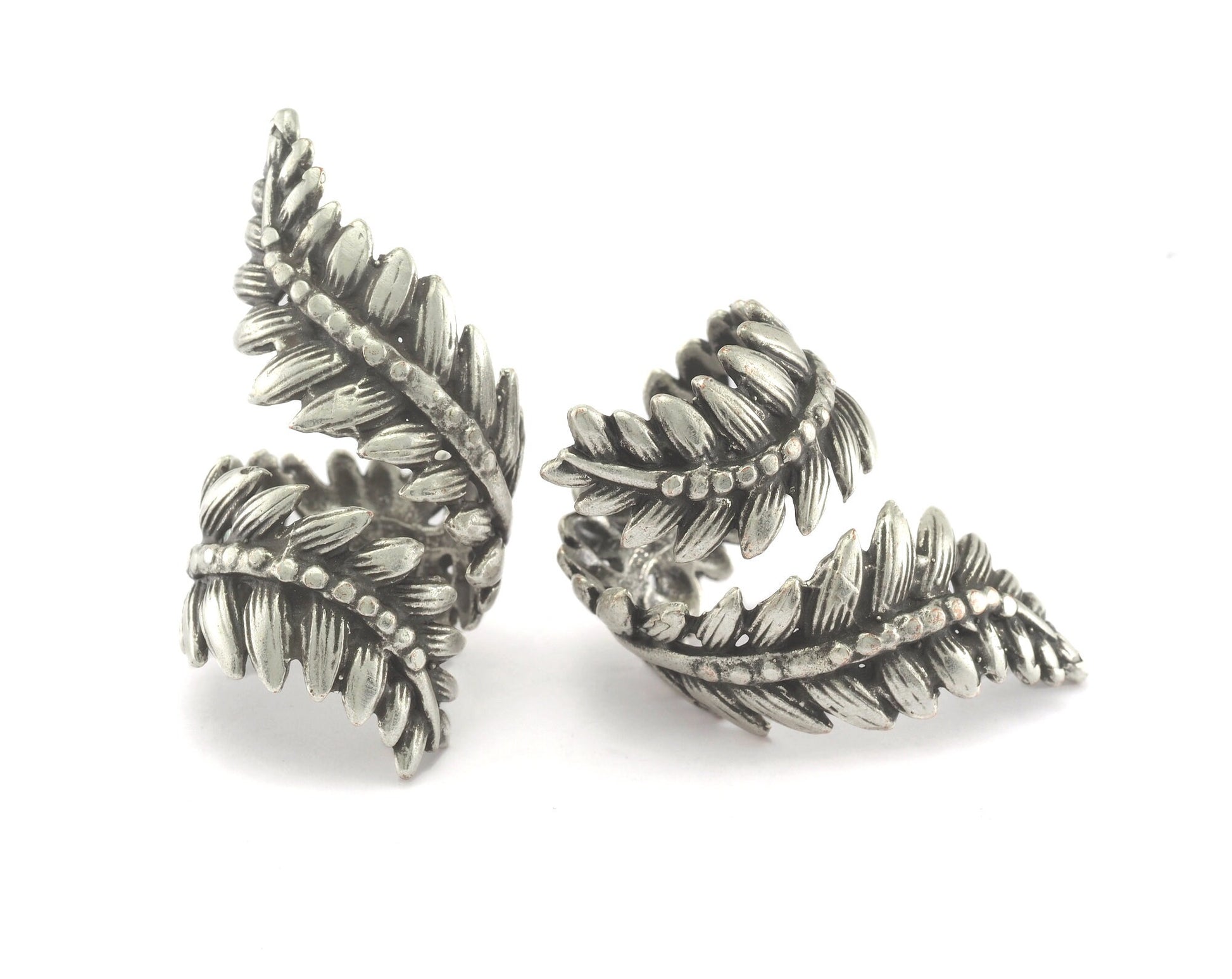 Leaf Ring Adjustable Antique Silver Plated Brass (16mm 5US inner size) Oz2130