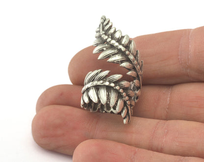 Leaf Ring Adjustable Antique Silver Plated Brass (16mm 5US inner size) Oz2130