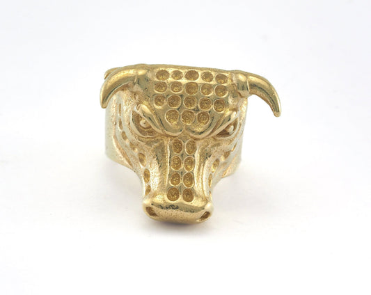 Bull Head Adjustable Ring Raw Brass (18.5mm 8US inner size) OZ963