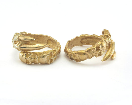 Skull Ring Adjustable , Raw Brass 1 Pc. (20mm 10US inner size) OZ959 ring29