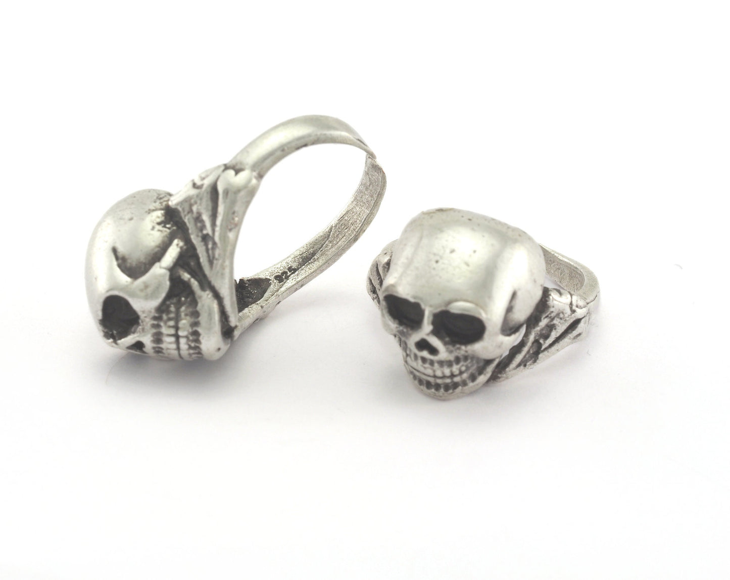 Skull Ring Adjustable Ring Antique Silver Plated brass (17mm 7US inner size) Oz749 ring30