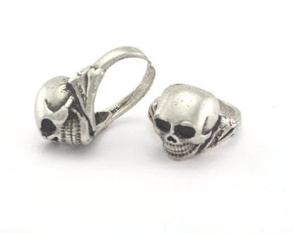 Skull Ring Adjustable Ring Antique Silver Plated brass (17mm 7US inner size) Oz749 ring30