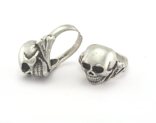 Skull Ring Adjustable Ring Antique Silver Plated brass (17mm 7US inner size) Oz749 ring30