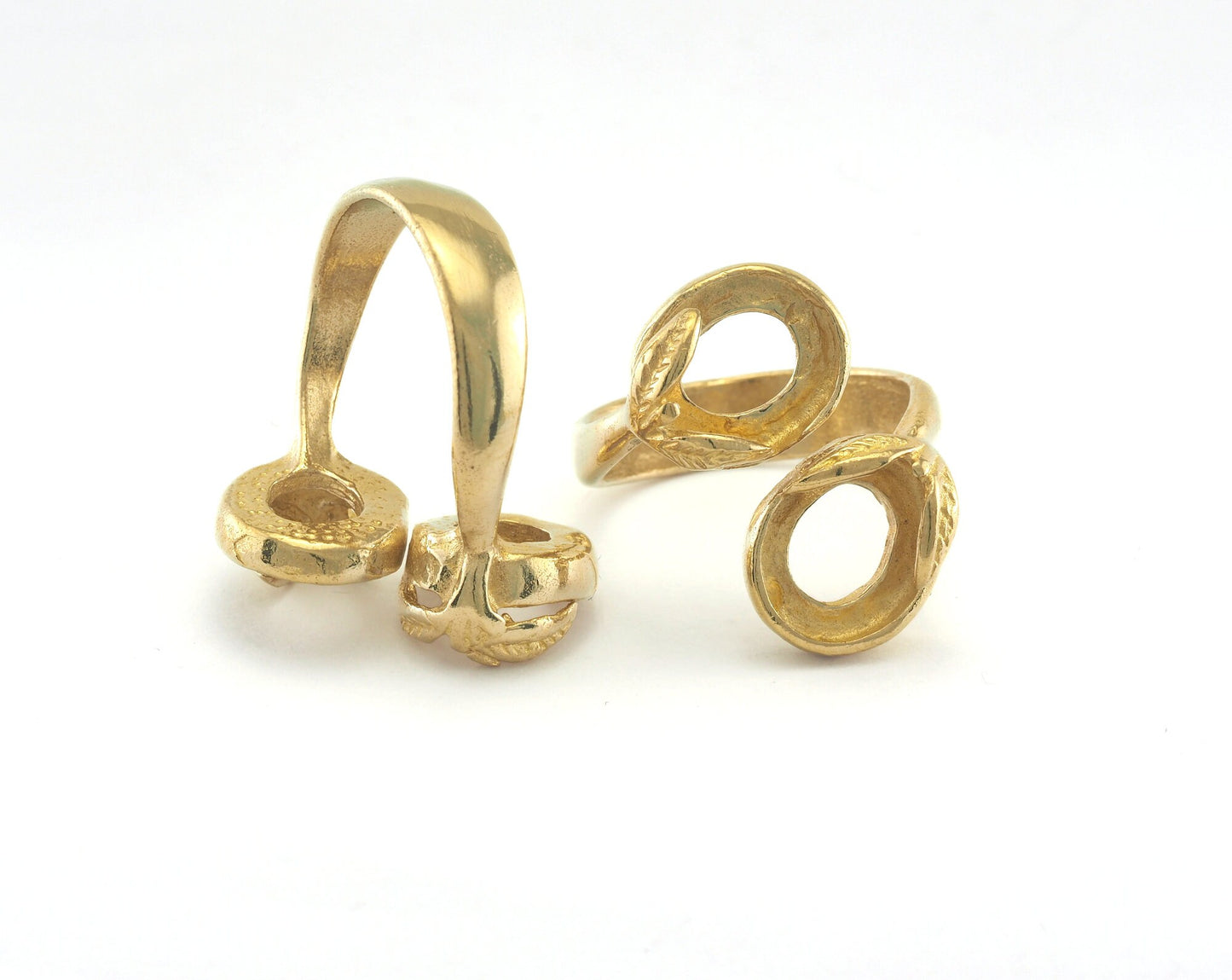 Ring Adjustable Ring Bezel - Raw Brass (19mm 9US inner size - Adjustable ) OZ965