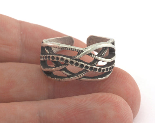 Ring Adjustable Ring Bezel - Antique Silver Plated brass (19mm 9US inner size - Adjustable ) OZ2703