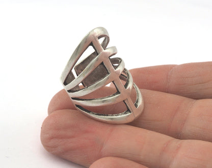 Ring Filigree Adjustable Ring Antique Silver Plated Brass 1 Pc. (18.5mm 8.5US inner size) OZ2091 33mm