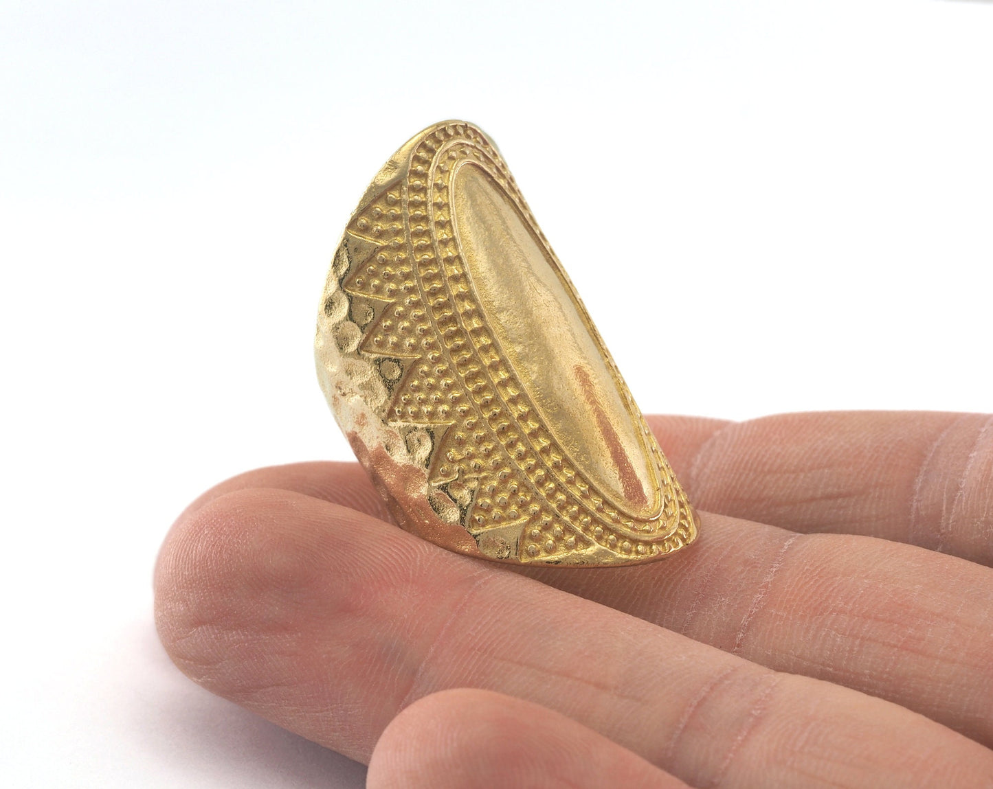 Textured Adjustable Ring Raw Brass 37mm (17.5mm 7US inner size) 4694