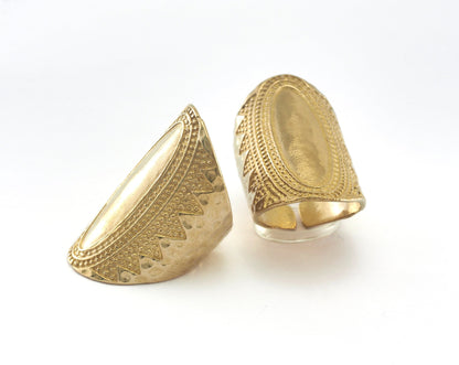 Textured Adjustable Ring Raw Brass 37mm (17.5mm 7US inner size) 4694