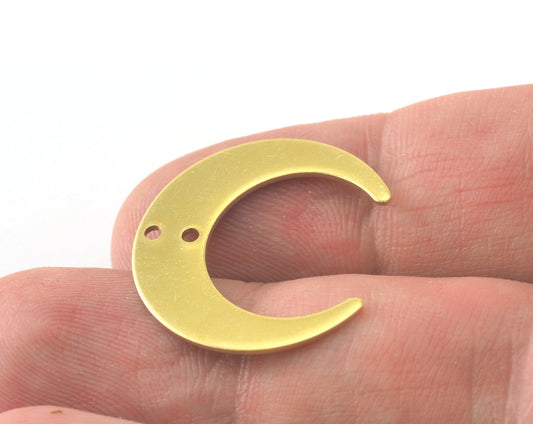 Crescent Moon 25mm 2 hole Raw Brass Charms Findings Stampings OZ3458-170