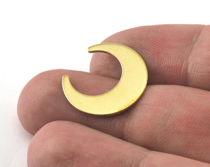 Crescent Moon 20mm (no hole) Raw Brass Charms Findings Stampings OZ3465-120