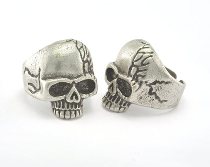 Skull Ring Adjustable Ring Antique Silver Plated brass (21mm 11US inner size) OZ2227