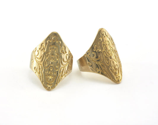 Rhombus Ring Adjustable Ring Raw brass (18.5mm 8.5US inner size) OZ2818 28mm