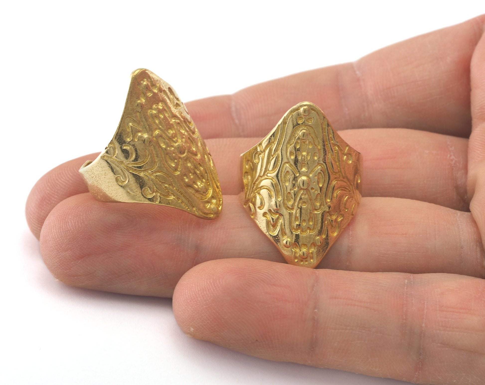 Rhombus Ring Adjustable Ring Raw brass (18.5mm 8.5US inner size) OZ2818 28mm