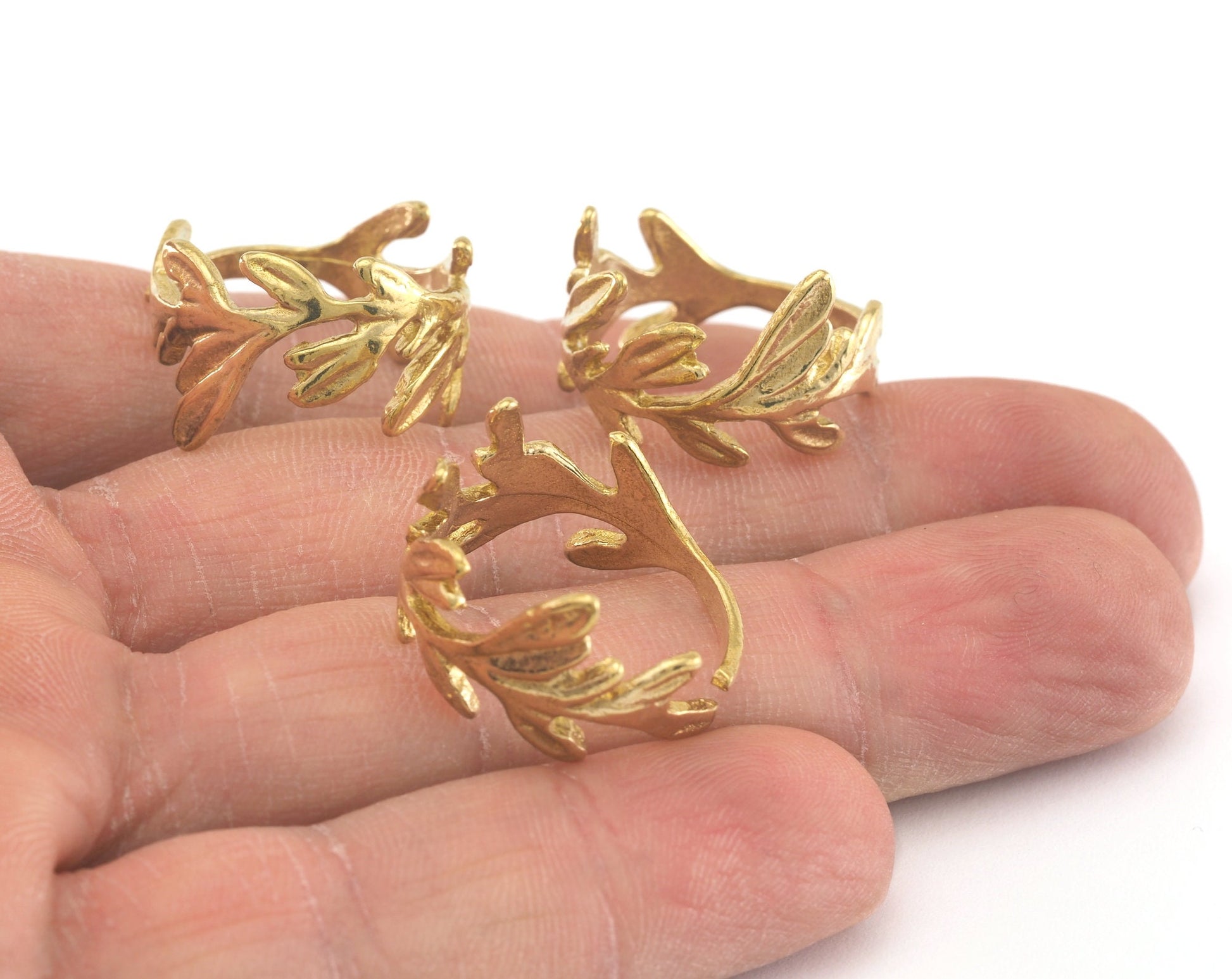 Minimalist Leaf Ring Adjustable Raw brass (18mm 8US inner size) OZ3428