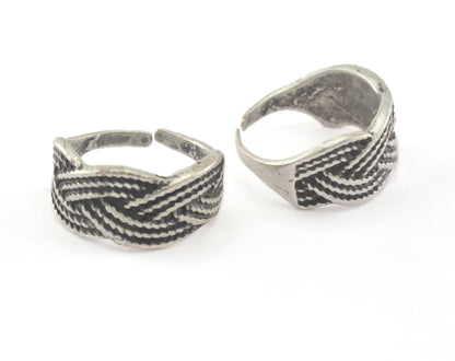 Weave Adjustable Ring Raw brass (17mm 7US inner size) OZ3437