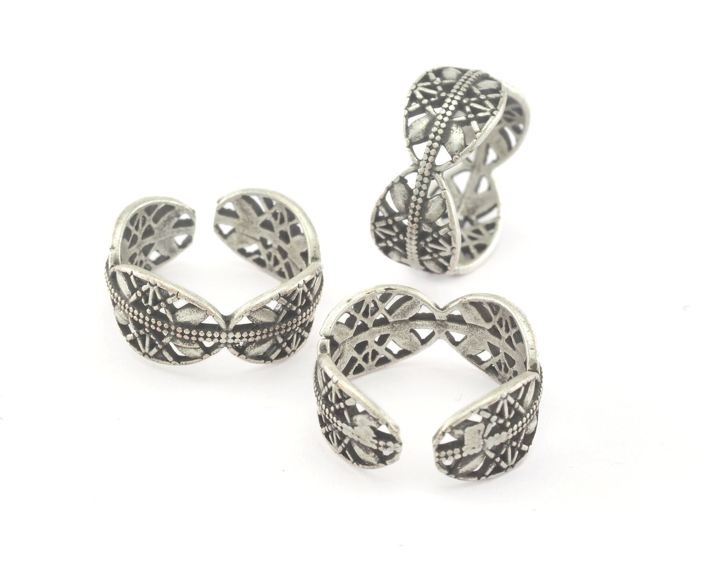 Minimalist Adjustable Ring Antique Silver Plated brass (17mm 7US inner size) OZ3438