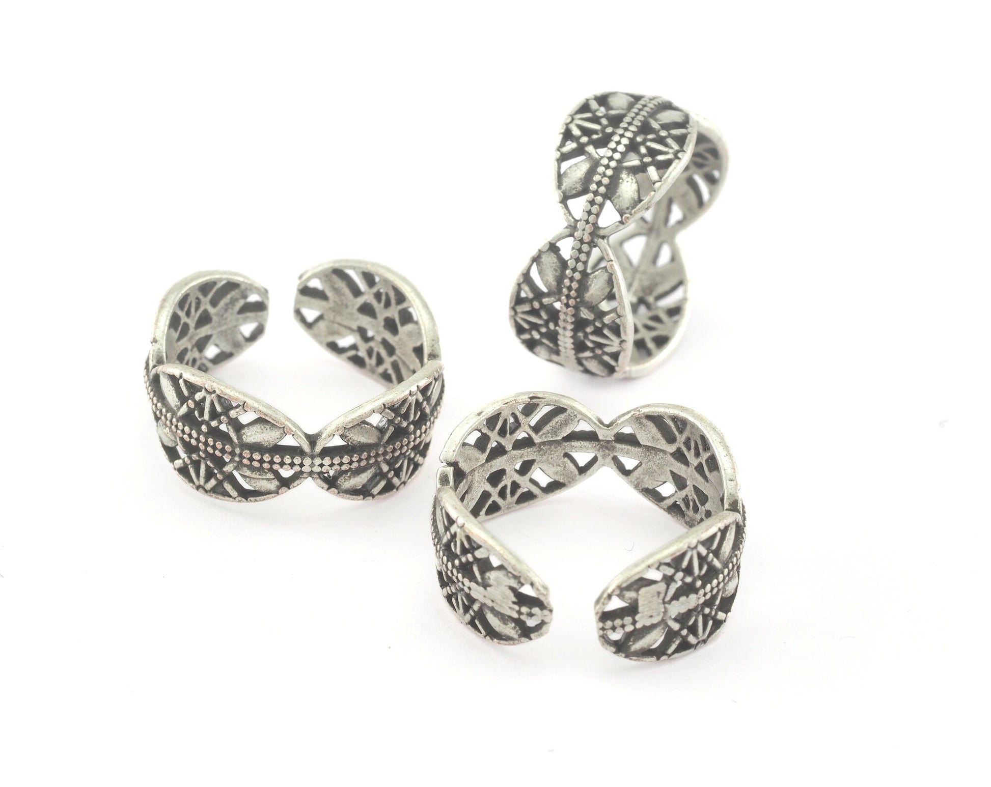 Minimalist Adjustable Ring Antique Silver Plated brass (17mm 7US inner size) OZ3438