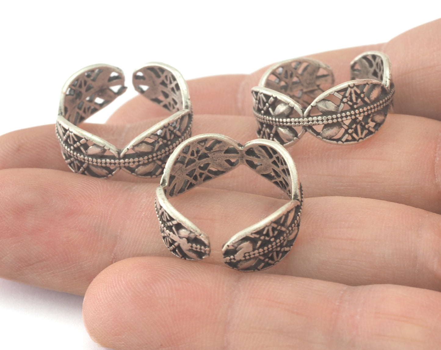 Minimalist Adjustable Ring Antique Silver Plated brass (17mm 7US inner size) OZ3438