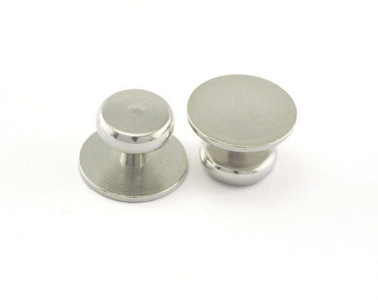 12x8mm Silver Tone (Nickel Free) plated cufflink brass studs, shirt collar tuxedo stud, industrial 1008