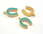 Horseshoe Enamel Charms Gold Plated Brass 13x9mm findings OZ3472