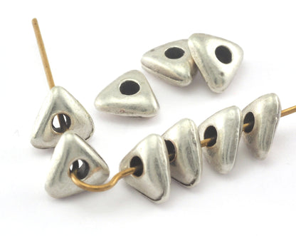 Silver plated Triangle Alloy spacer beads 9mm (hole 2mm) Findings bab2 3452-80
