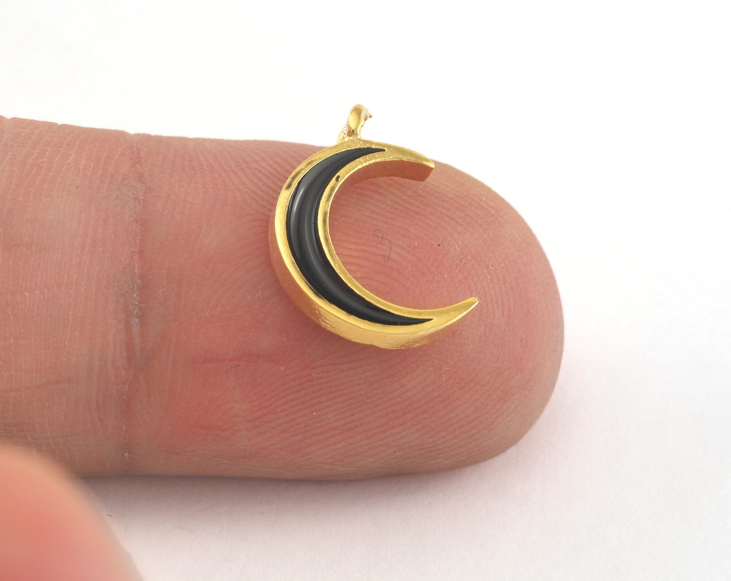 Crescent Enamel Charms Gold Plated Brass 15x10mm findings OZ3474