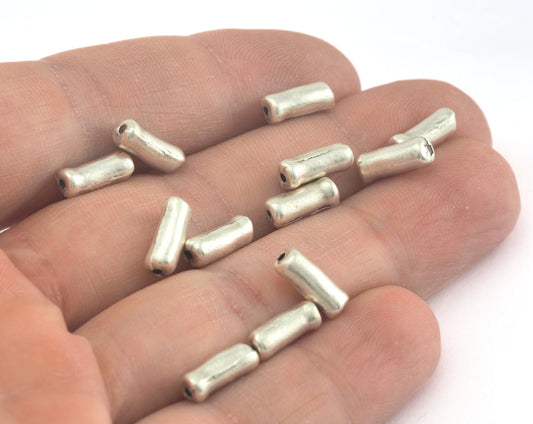 Silver plated Cylinder Cube Alloy spacer beads 10x4mm (hole 1mm) Findings bab1 3453-70