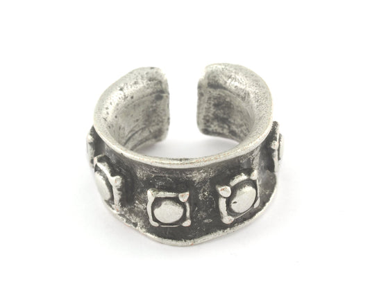 Adjustable Ring 23x12mm Antique Silver Plated brass (16.5mm 6US inner size) OZ3455