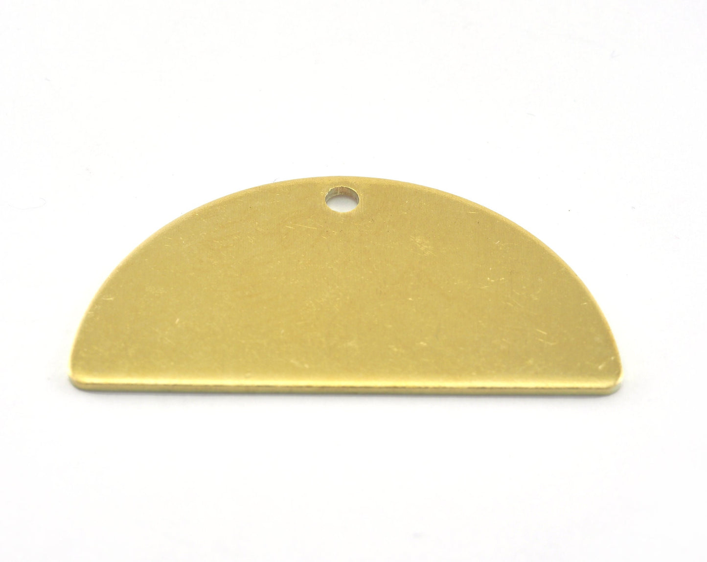 semi circle blanks half moon shape 32x16x0.8mm raw brass pendant (2mm 0,08" 12 gauge hole) SCS 3457RT