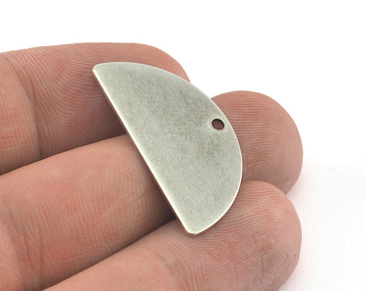 semi circle blanks half moon shape 32x16x0.8mm antique silver plated brass pendant (2mm 0,08" 12 gauge hole) SCS 3457