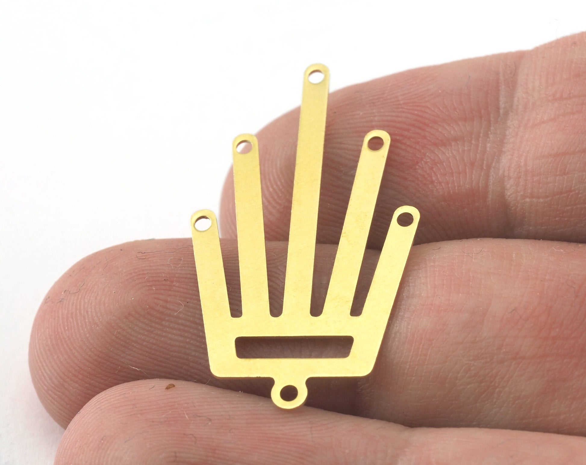 Hand - Light shape connector 33x19x0.5mm raw brass pendant earring base (1.5mm hole) 3463-92