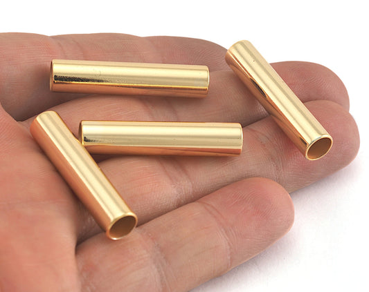 Round Tube Gold Tone Brass 7x33mm ( 6mm hole) findings OZ2568
