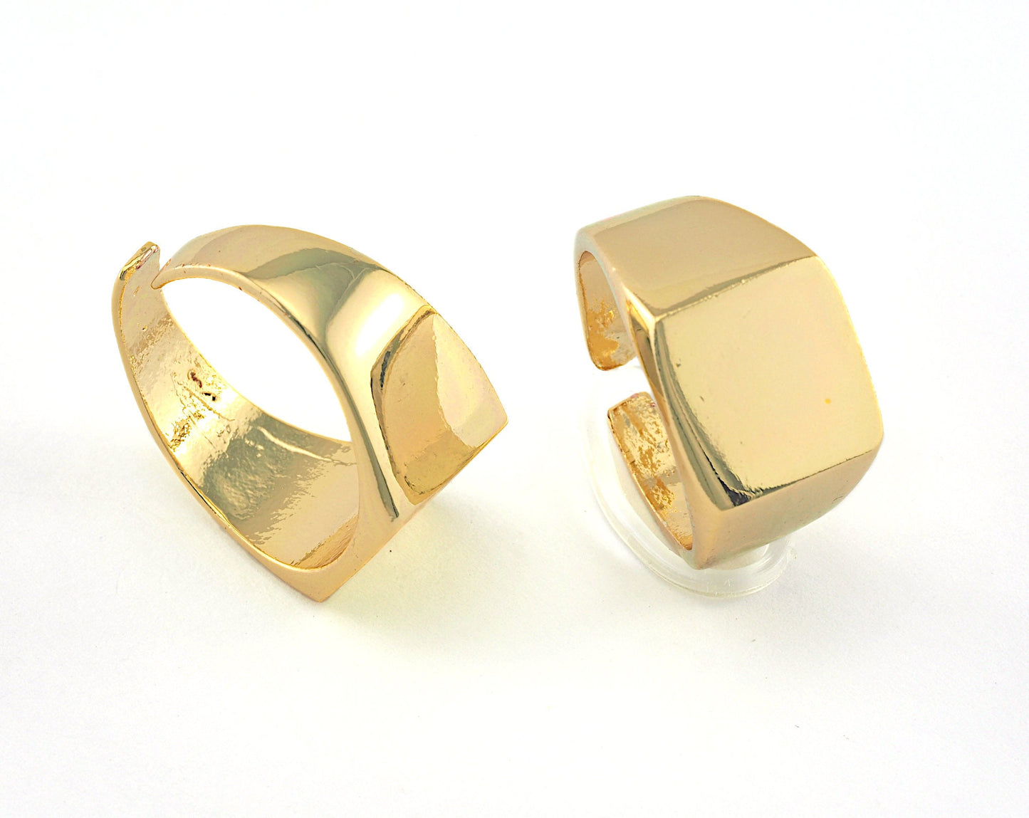 Signet Ring Adjustable Blank - Shiny Gold Plated brass (20mm 10.5US inner size - Adjustable ) OZ2979 13x13mm square