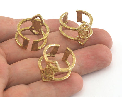 Ring Adjustable Ring Bezel Raw brass (18mm 7.5US inner size - Adjustable ) OZ2567
