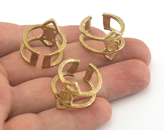 Ring Adjustable Ring Bezel Raw brass (18mm 7.5US inner size - Adjustable ) OZ2567
