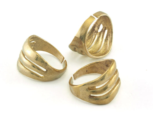 Stripes Ring Raw Brass (18.5mm 8US inner size) 1698