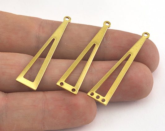 Triangle raw brass 40x9mm (0.8mm thickness) (Choose Hole) charms findings OZ-100