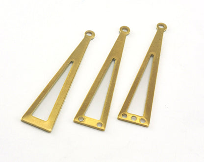 Triangle raw brass 40x9mm (0.8mm thickness) (Choose Hole) charms findings OZ-100