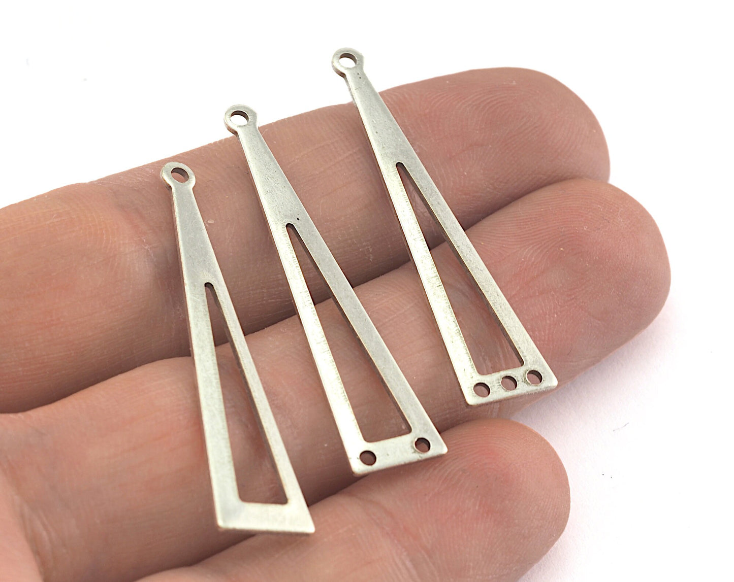 Triangle Antique Silver Plated brass 40x9mm (0.8mm thickness) (Choose Hole) charms findings OZ-100 3488-89-90