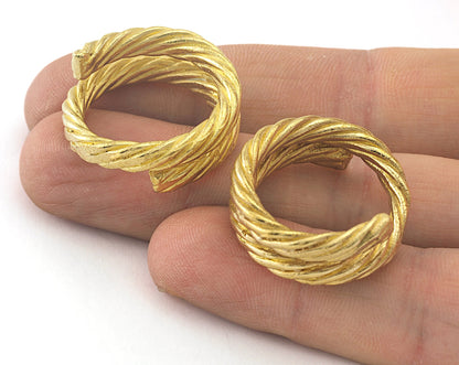 Swirl Adjustable Ring Raw brass (18mm 8US inner size) OZ3144