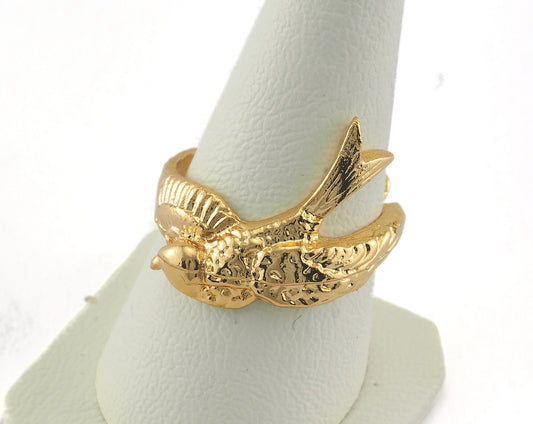 Bird Adjustable Ring Gold Plated brass (17.5mm 7US inner size) OZ2031