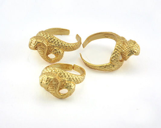 Snake Ring Queen Cobra Adjustable Gold Plated Brass (18mm 8US inner size) Oz3243